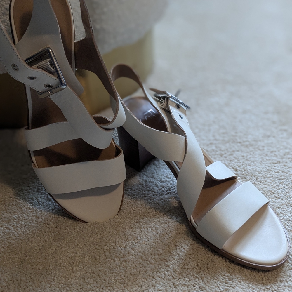 Franco Sarto White Sandals Modern Minimalist Design